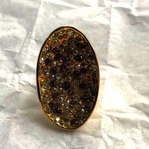 Alexis Bittar crystal encrusted concave cocktail ring